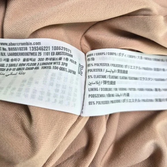 Abercrombie & Fitch Wrap Bodysuit Sz Med Long Sleeve Lined Tan Soft NWT Classic - Picture 9 of 9